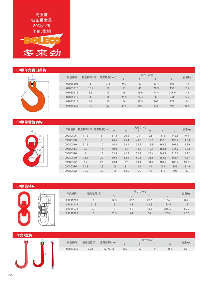 80级吊钩、双环扣